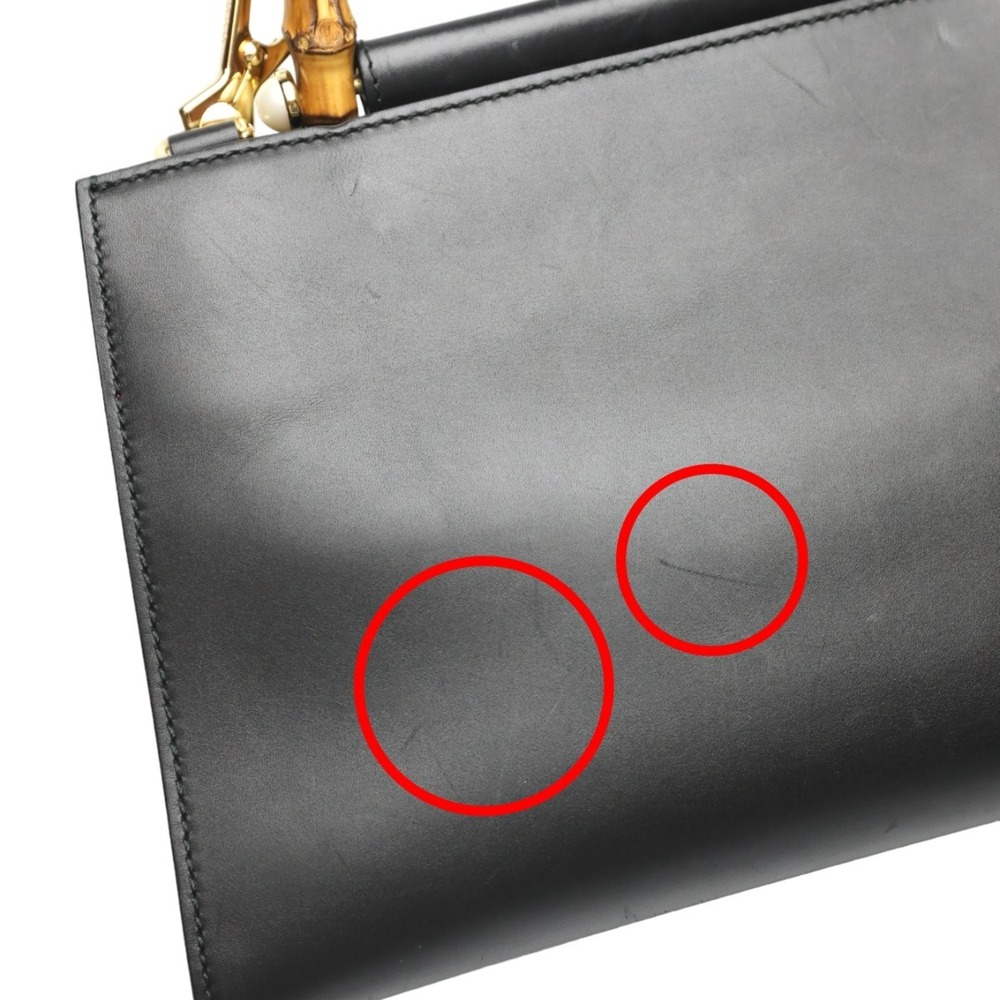 GUCCI Black Leather Bamboo Bag - Picture 15 of 16